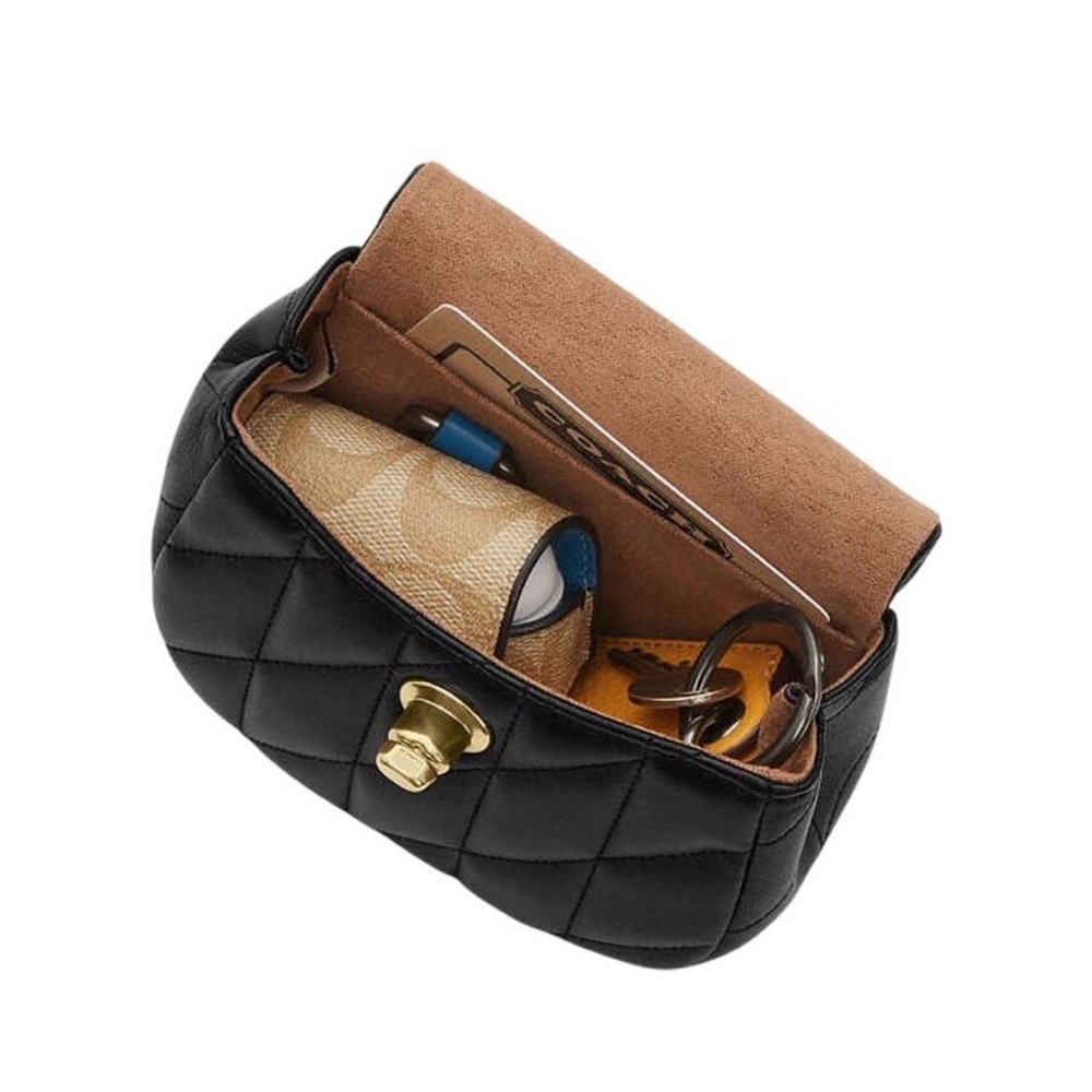NWT, Coach Black Croc Leather Turn Lock Micropuse Card Case with Chain Strap - Picture 2 of 5